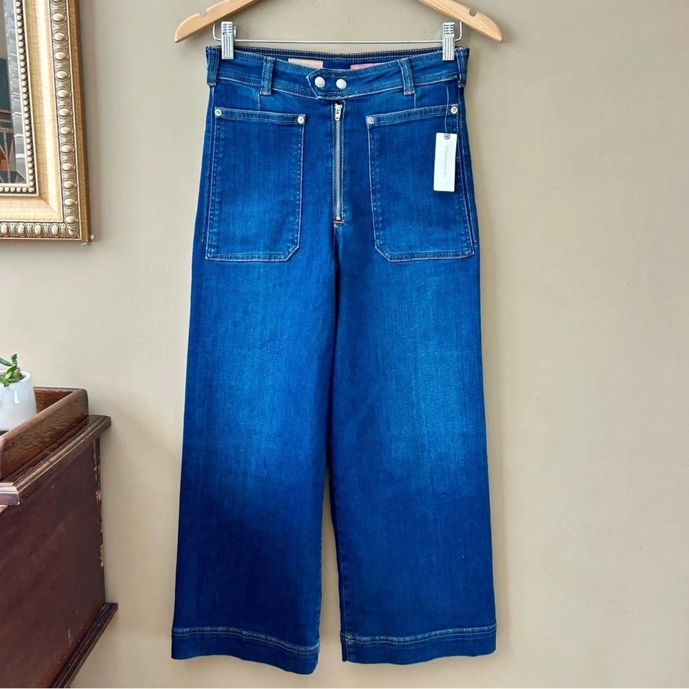 Anthropologie Pilcro Skipper Colette Wide Leg Crop Jeans High Rise Size 28 NWT - Picture 3 of 12